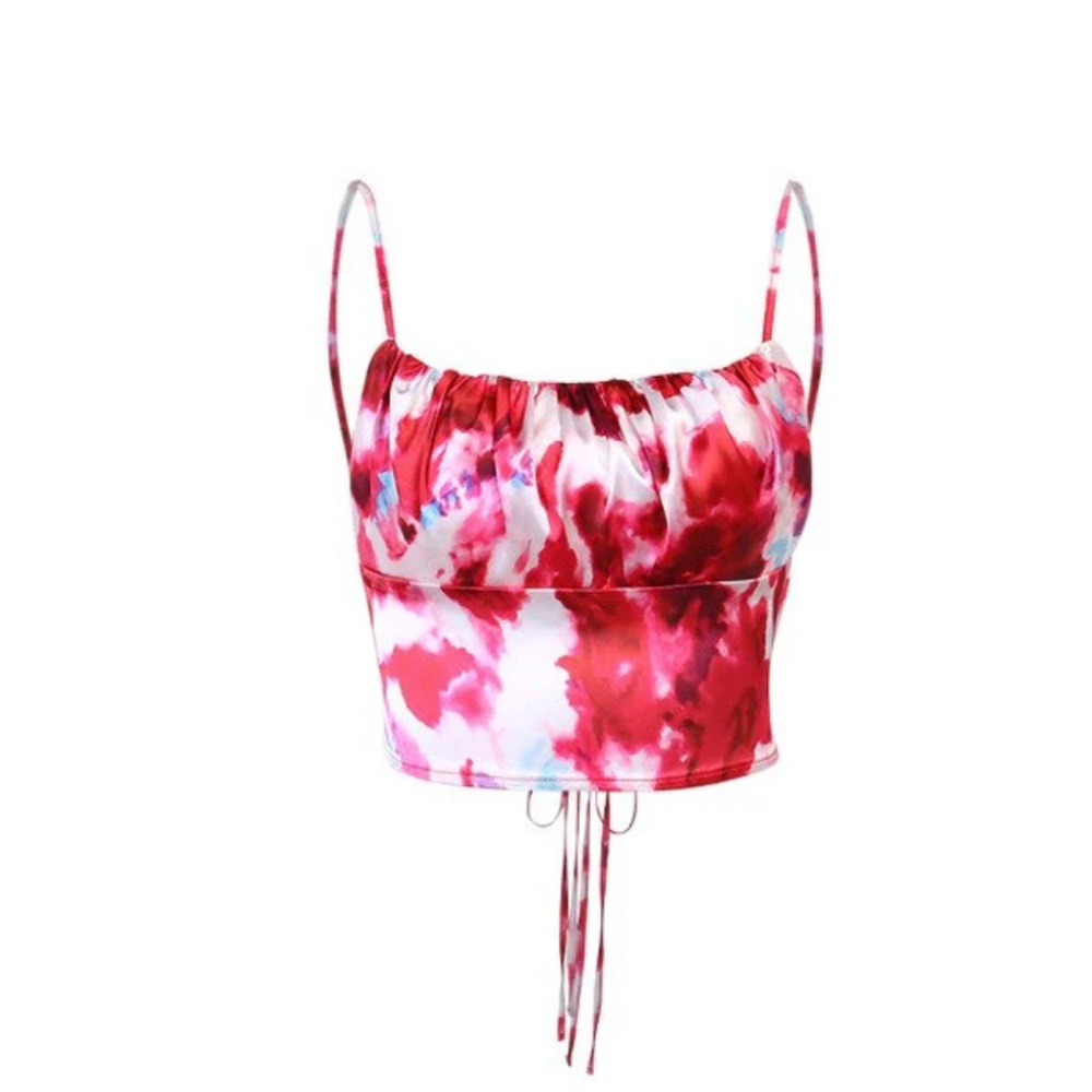 Pink Satin Strappy Back Top